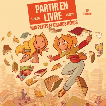 Affiche officielle de Partir en Livre signée Julien Neel, conception graphique Studio CC